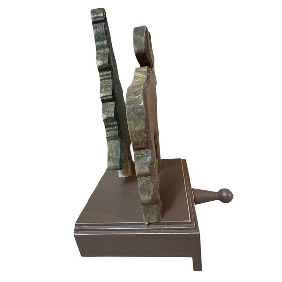 Stocking Holder Hanger Moose W/ Christmas Tree Primitive Rustic Wood Wooden 8” - Picture 7 of 9